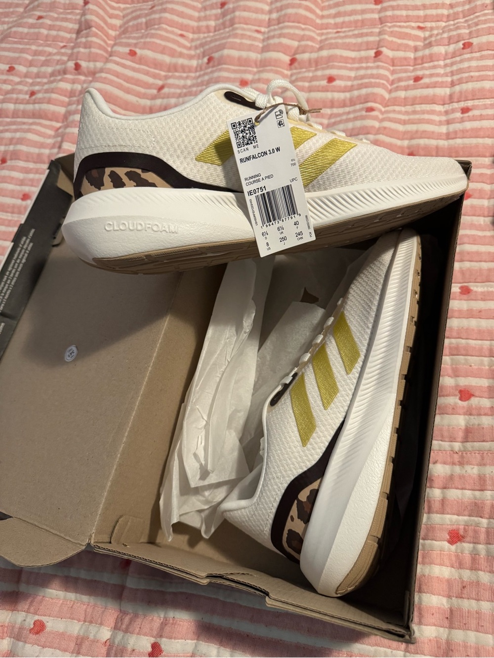 NWT ADIDAS RunFalcon 3.0 W Women's Athletic Sneakers with Leopard Detail- Size 8 - Picture 7 of 7